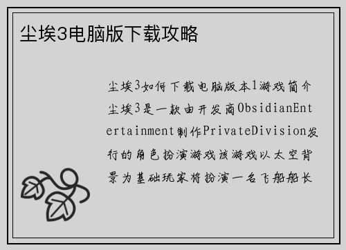 尘埃3电脑版下载攻略