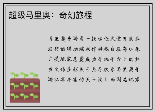 超级马里奥：奇幻旅程